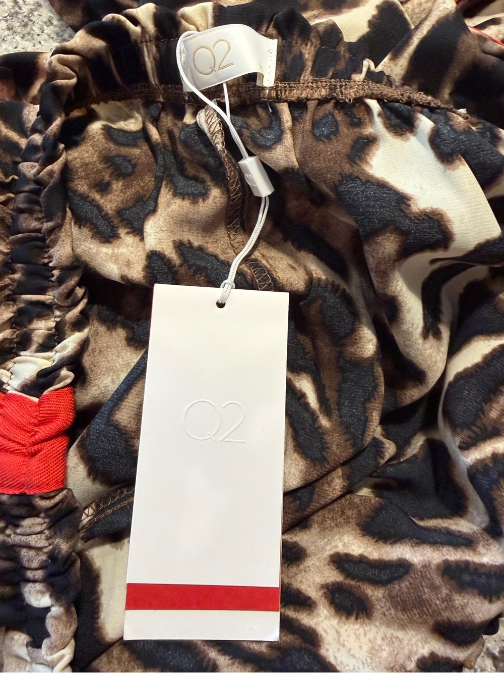 Q2 Wide Leg Pants Size Large Brown Black Leopard Print High Rise Relaxed Fit New - Picture 8 of 9